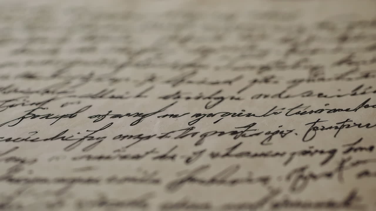 Close-up of Handwritten Historical Documents