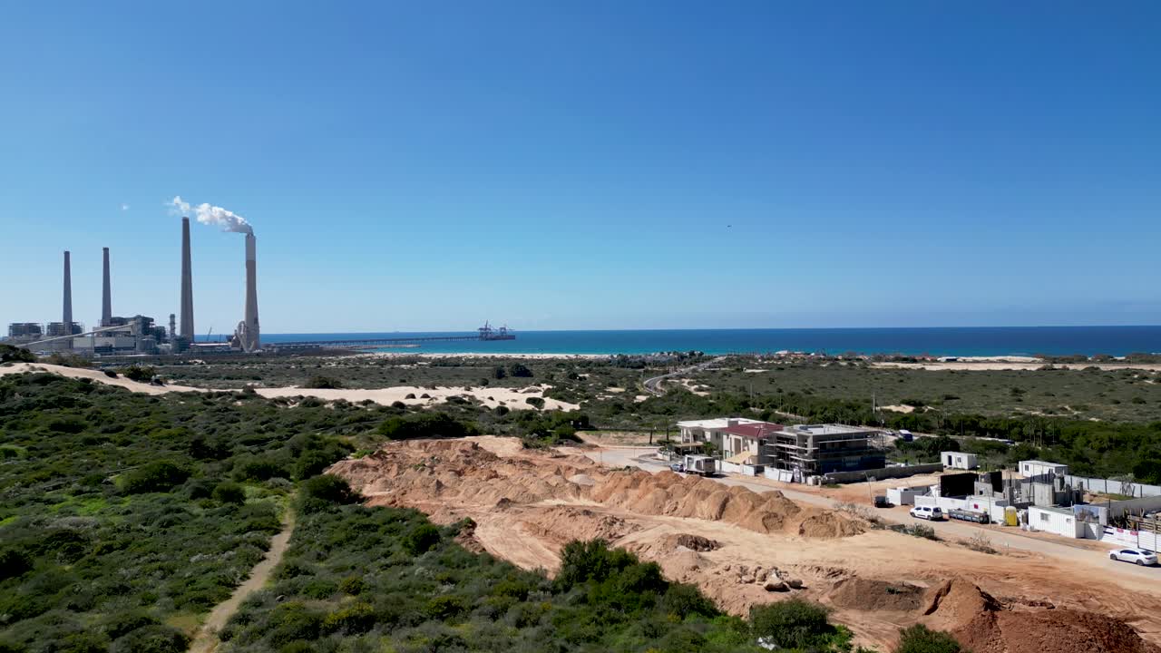 오롯 라빈 발전소-하데라-이스라엘의 4k 드론 비디오