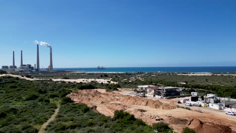 video de drones 4k de la planta de energía eléctrica orot rabin-hadera-israel