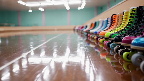 colorful roller skates in a row