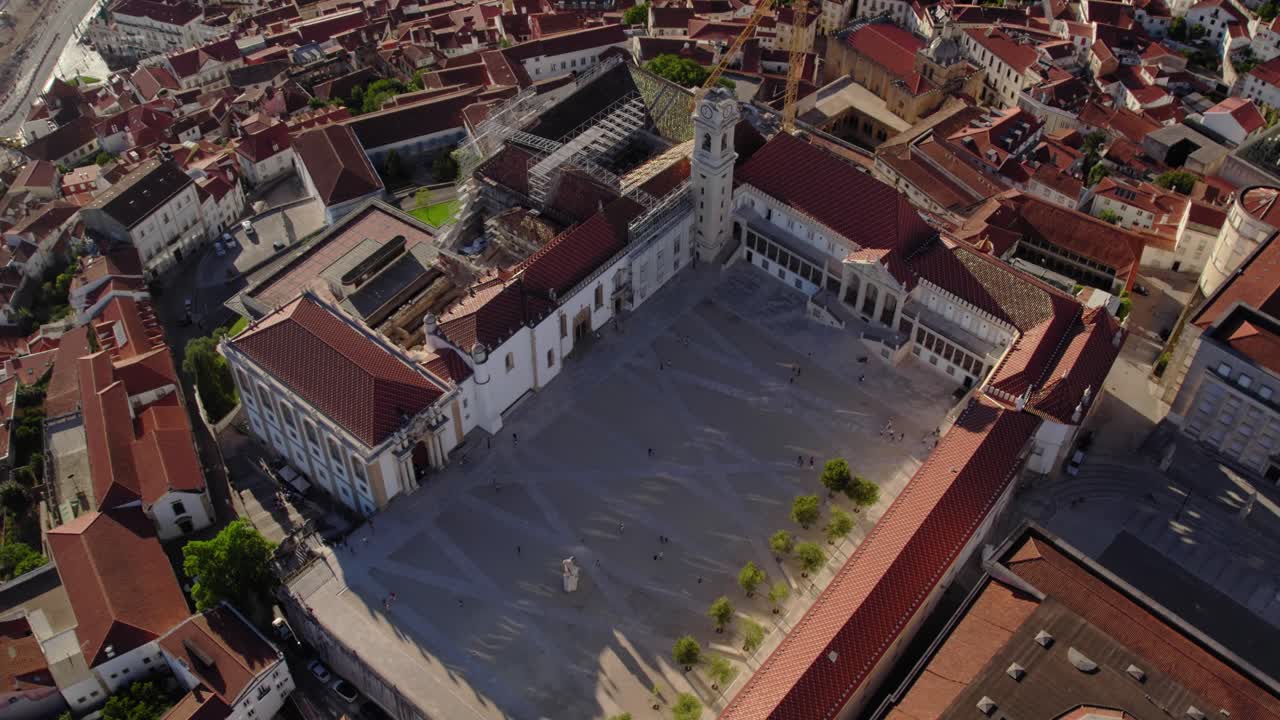 historic Paço das Escolas courtyard Coimbra Portugal, surrounded by iconic university buildings - aerial