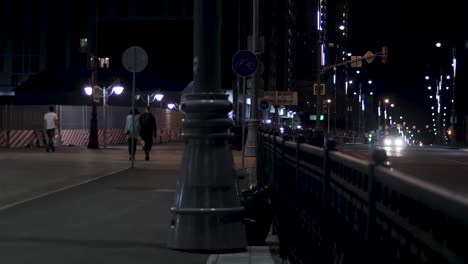 night city street with people walking