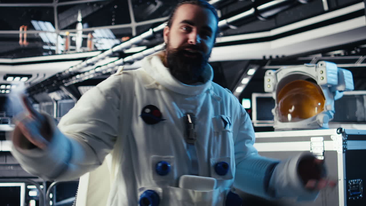 Astronaut studying cosmic origins talks with Earth command center