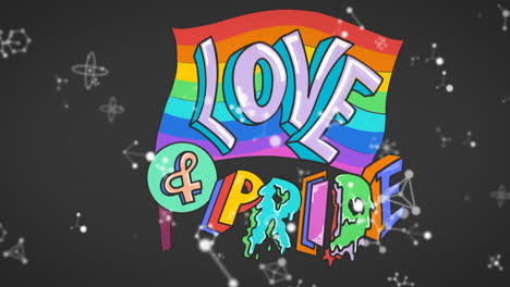 animación de amor y orgullo sobre un fondo negro