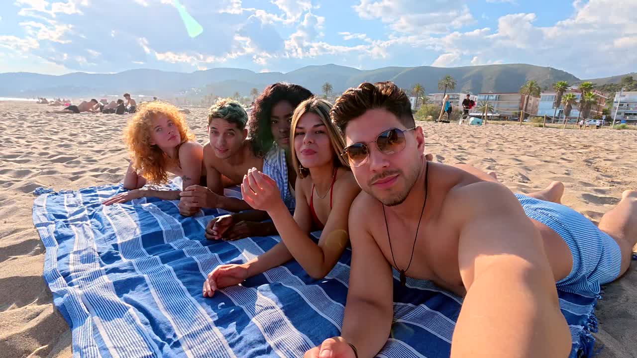 Friends enjoying summer at the beach