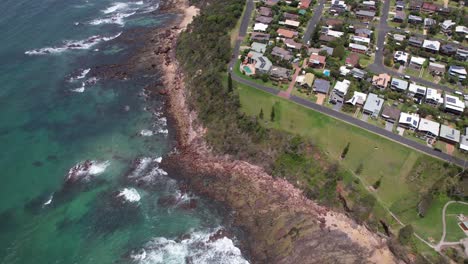 Townscape Of Bonny Hills On Grants Head Reserve In New South Wales, Australia. aerial topdown shot