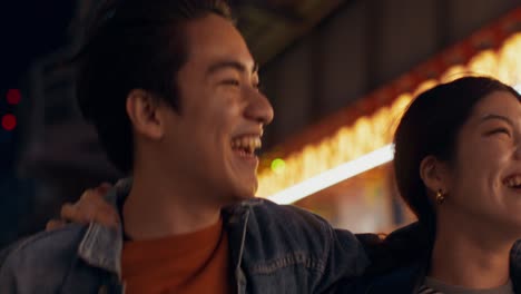 happy couple at night market