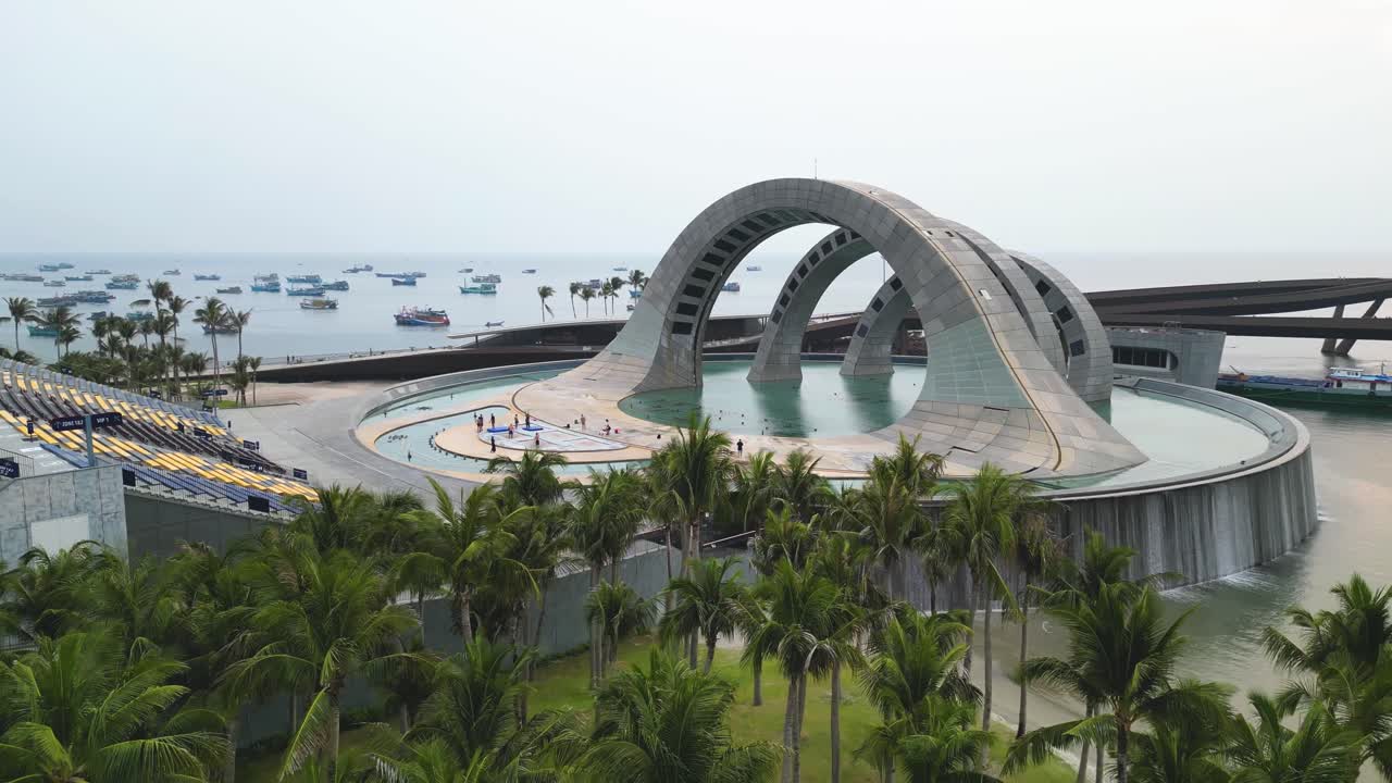 Phu Quoc Vietnam Sunset Town Kiss of the Sea ECA2 Building, aerial tourist attraction