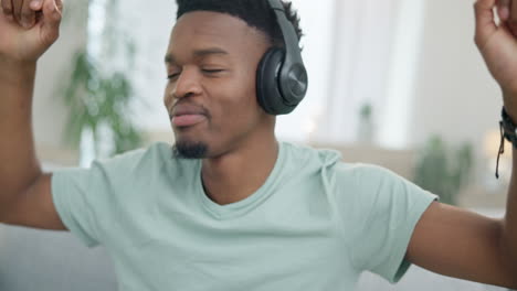 Black-man,-headphones-and-dance-to-music