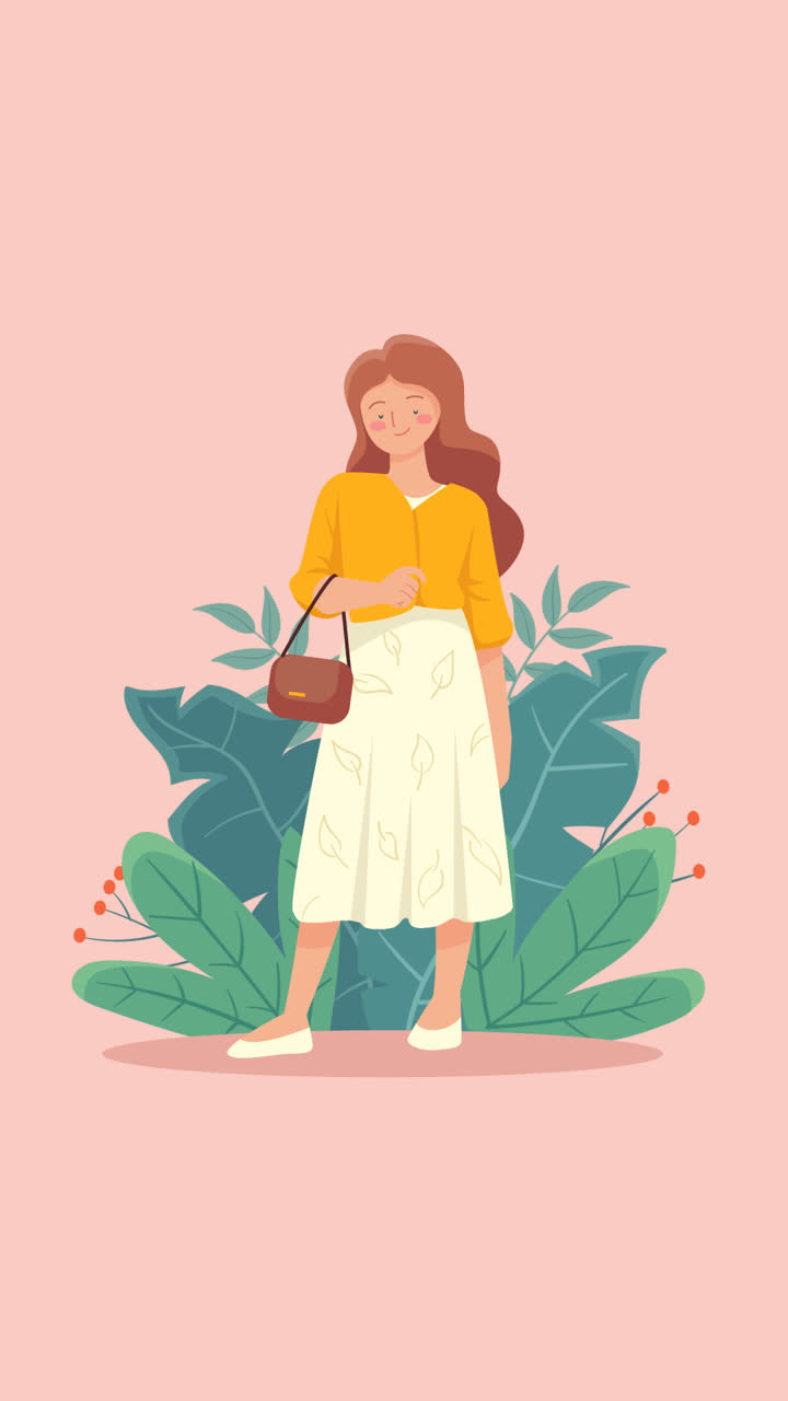 motion graphic de ilustração de moda sustentável desenhada à mão