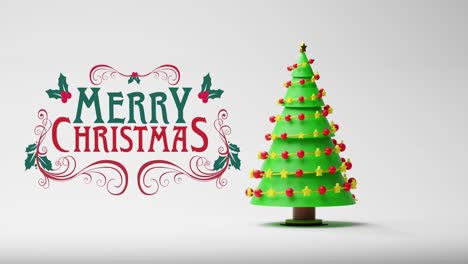 Animation-Von-Weihnachtsgrüßen-über-Weihnachtsbaum-Und-Dekorationen