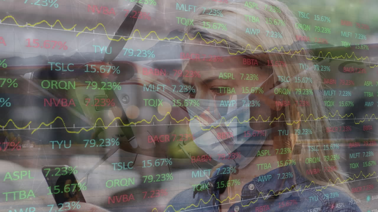 animación del procesamiento de datos financieros y mercado de valores sobre datos financieros caucásicos