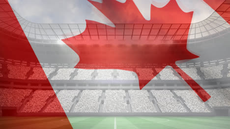 canadian flag waving in front of stadium