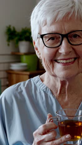 senior woman enjoying tea