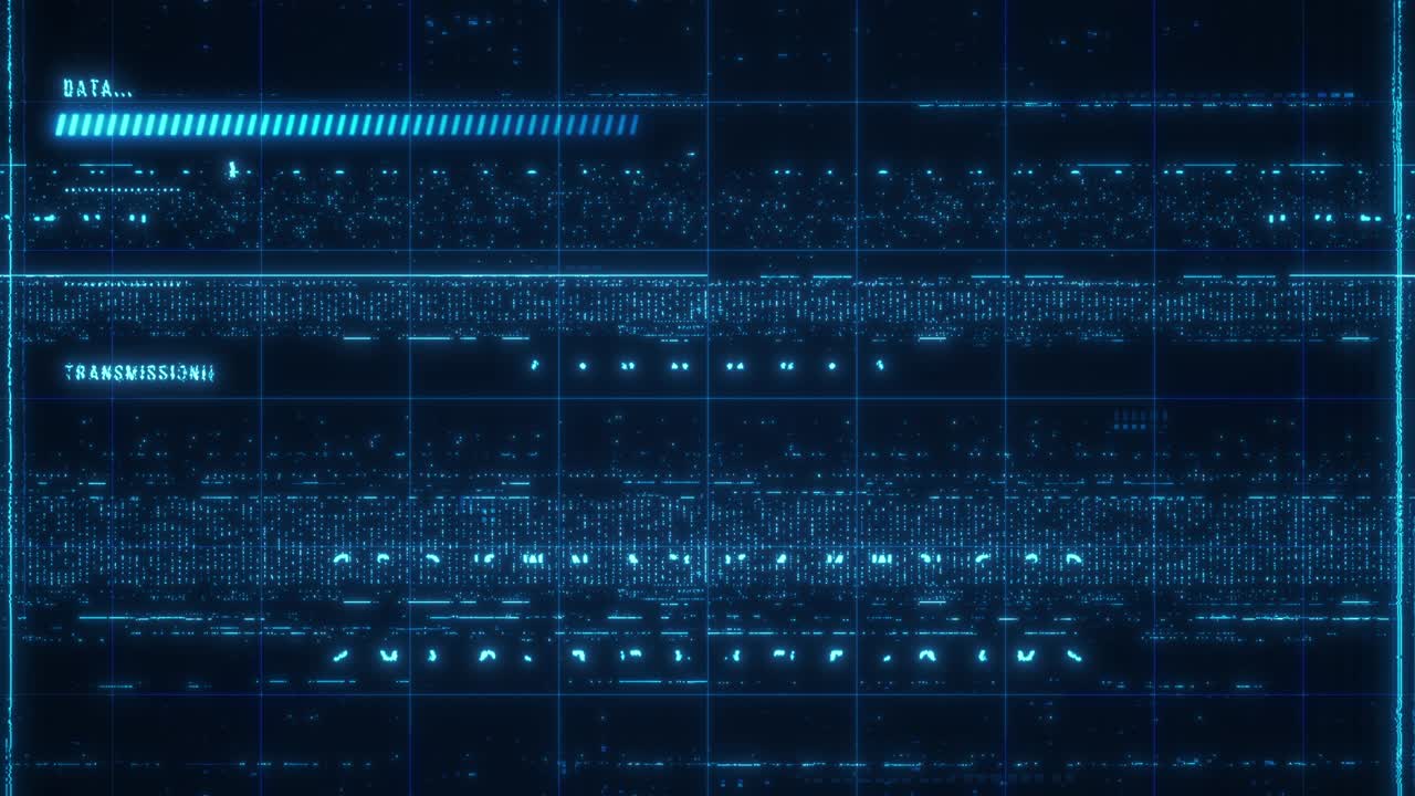 Glowing Abstract Blue Digital Display Grid Background Loop