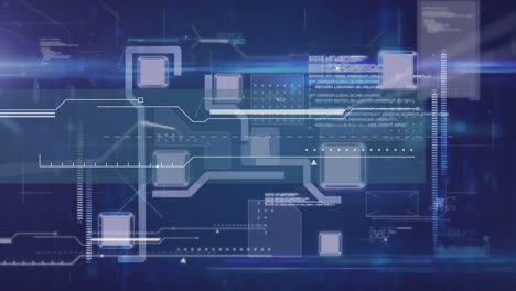 microprocessor connections against blue background