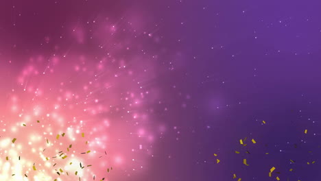 confeti colorido cayendo con partículas de luz brillante animación en fondo de gradiente