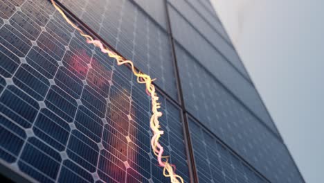 aprovechamiento de la energía solar del panel al atardecer a vertical