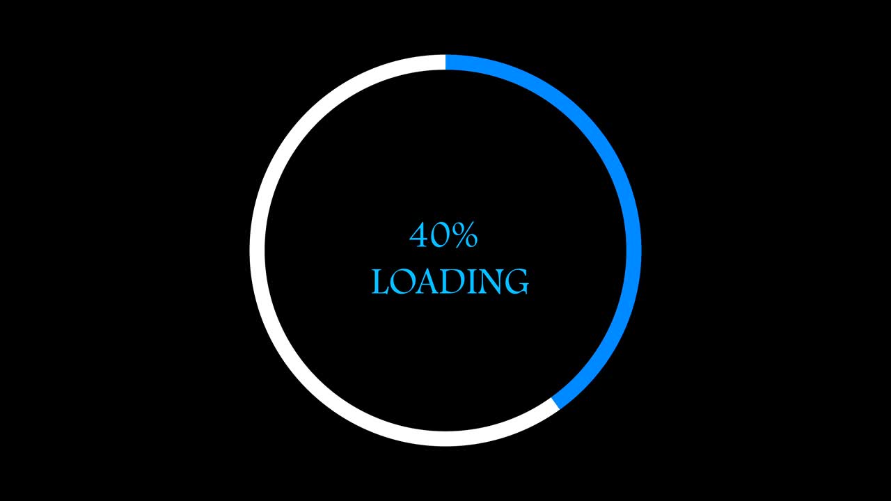 4K Blue color infographics circular graph with 0 to 100 percentage increasing. Motion graphic and animation background.