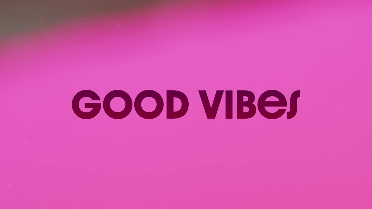 animación de texto de buenas vibraciones sobre un fondo rosa líquido abstracto