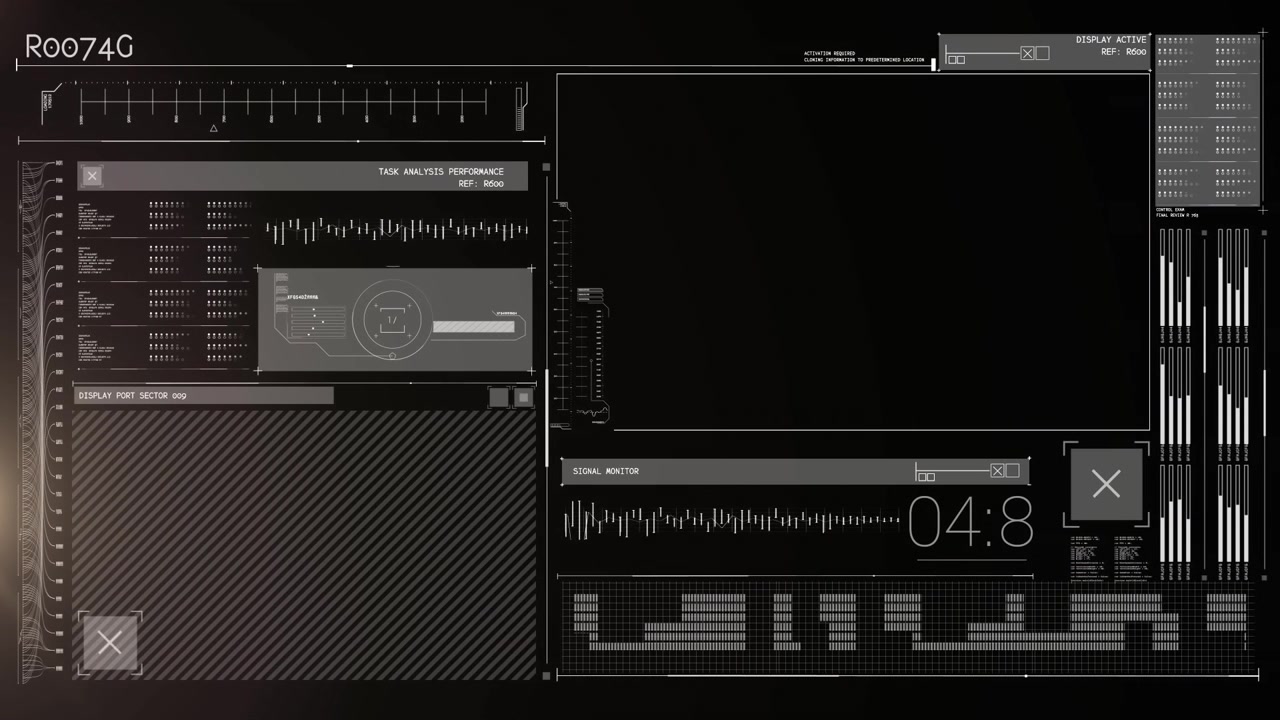 Animation of light trails over data processing on black background
