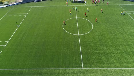 kids playing football aerial view