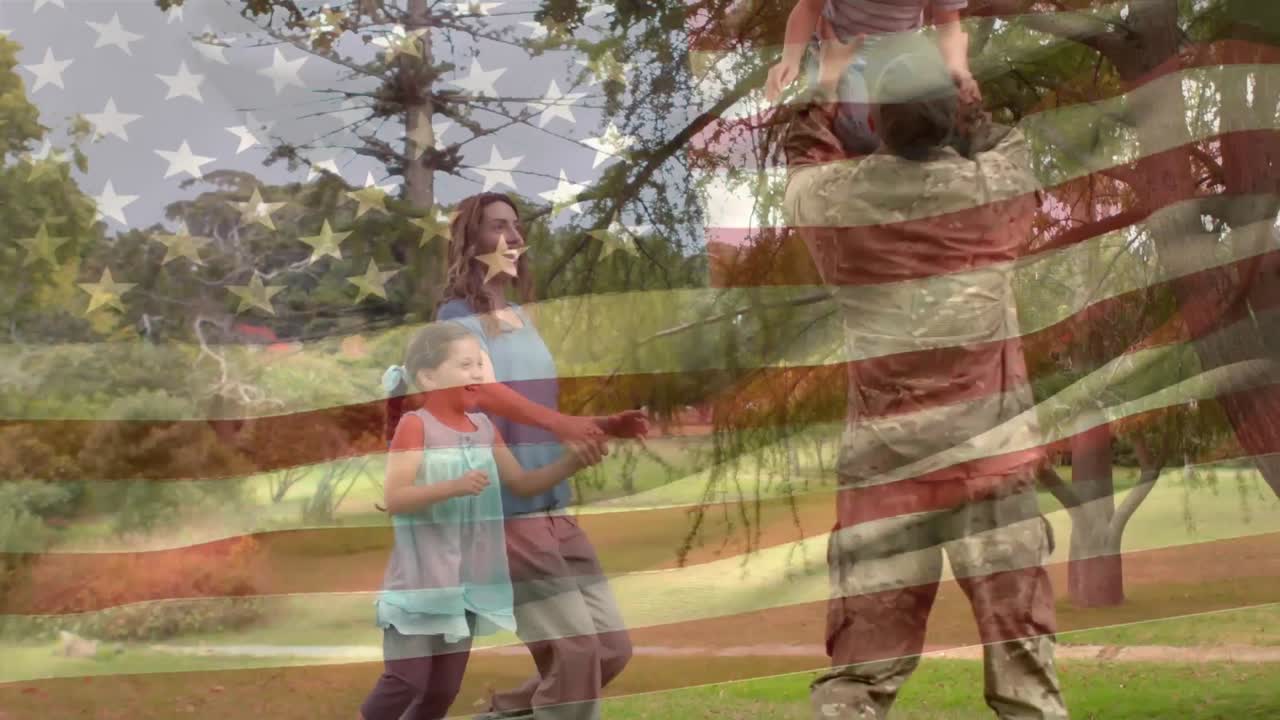 군복 을 입은 아버지 와 함께 가족 을 만나는 것