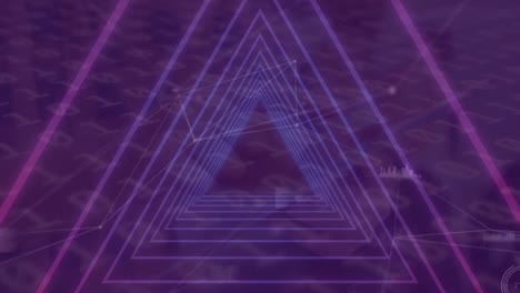 Animation-of-purple-triangles,-binary-coding-and-data-processing