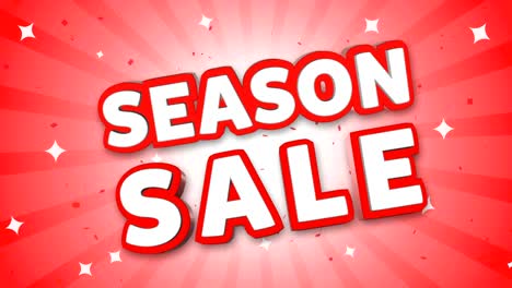 Season Sale 3D Text on Falling Confetti Background.