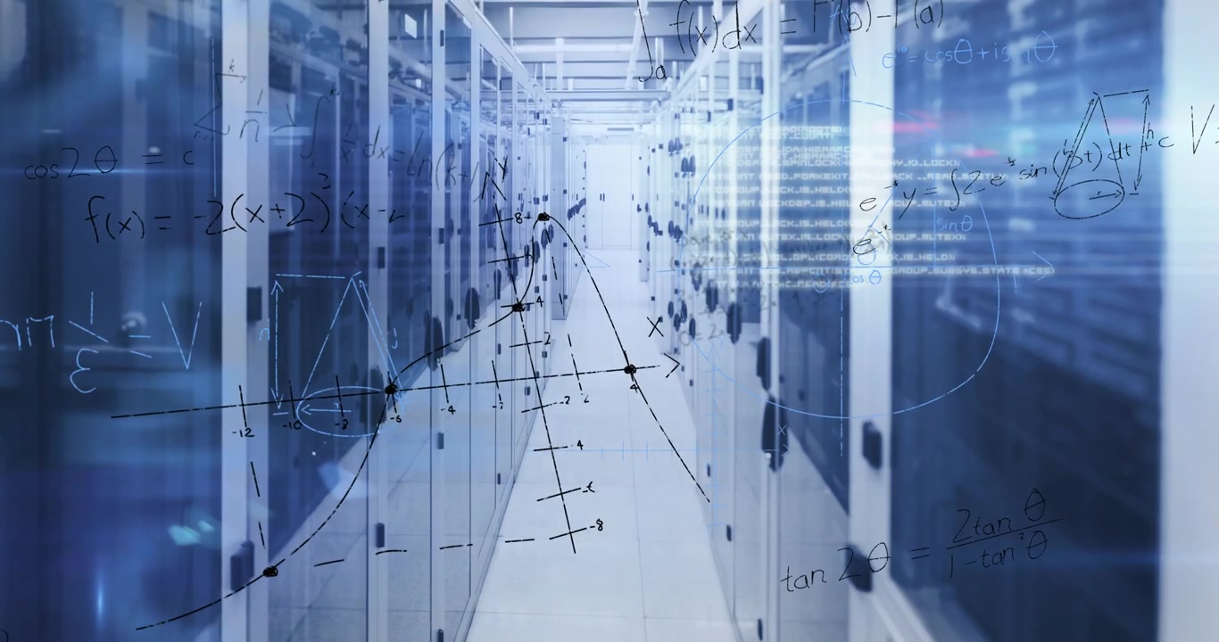 Animation of data processing over server room