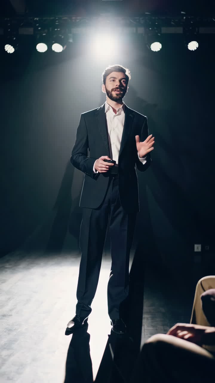 hombre haciendo una presentación en el escenario