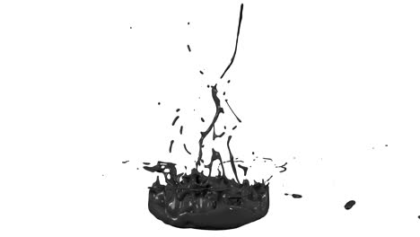 3d splashes of paint dance in 4k on white background. simulation of splashes of ink on a musical speaker that play music. v25