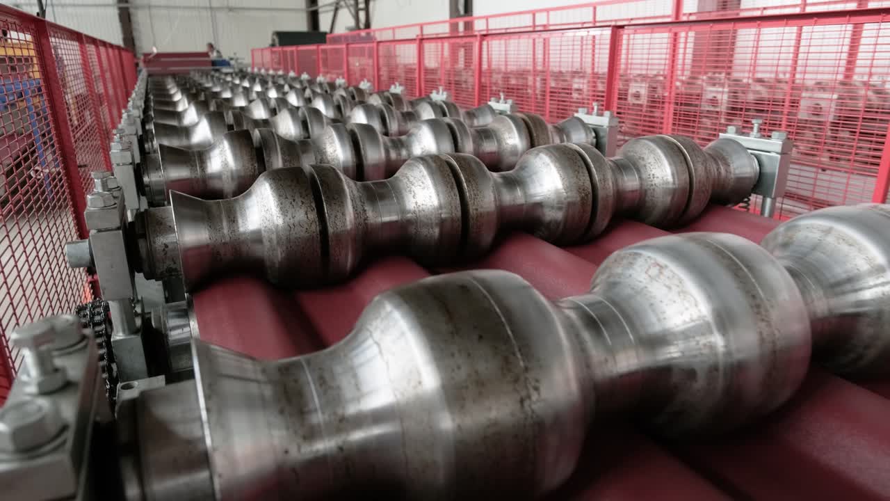 Metal sheet forming machine at the modern metalwork factory.