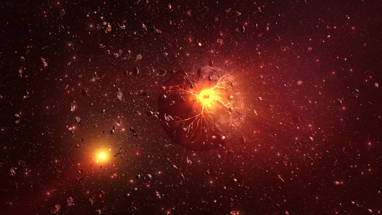 destrucción de un planeta en el espacio