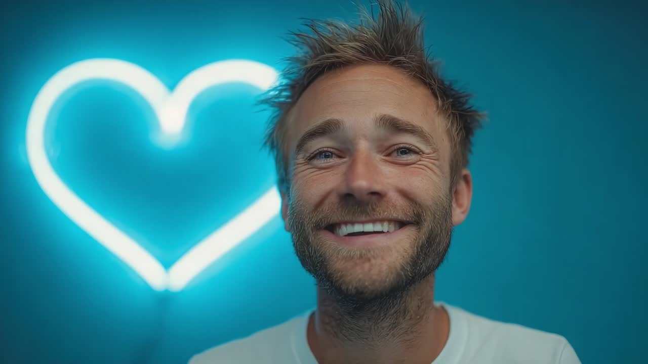 Um sorriso alegre iluminado por um coração radiante: capturando a essência da felicidade e da conexão em um retrato encantador
