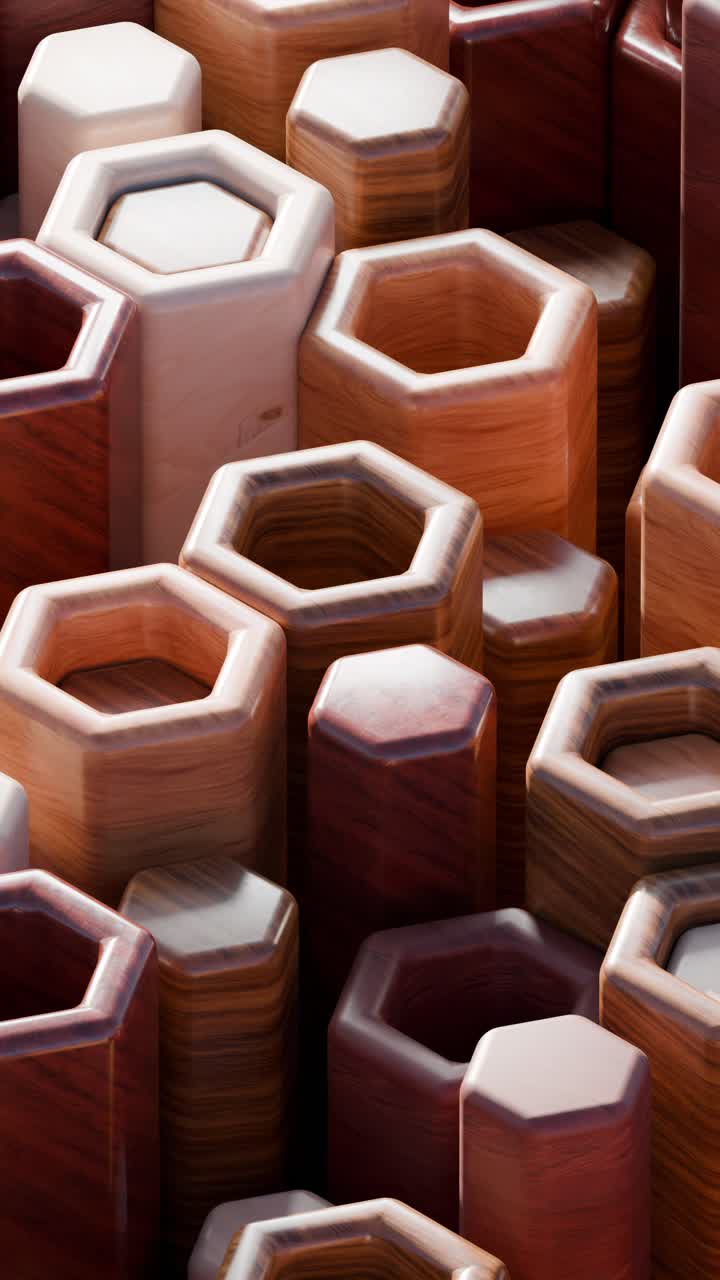 Abstract Arrangement of Wooden Hexagonal Blocks