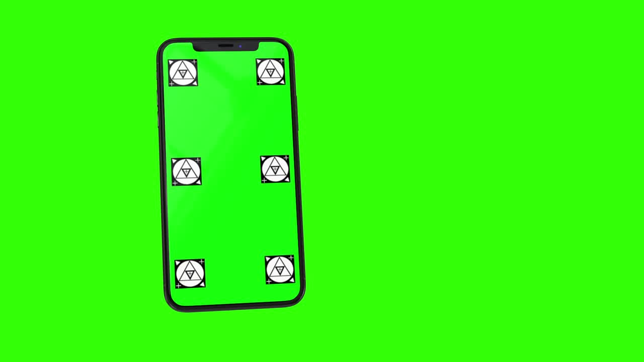 녹색 화면을 가진 고립된 스마트 폰