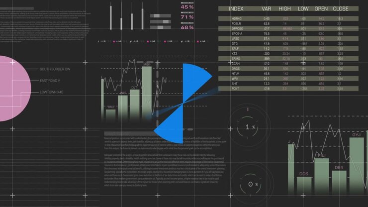 Animation of data processing on black background