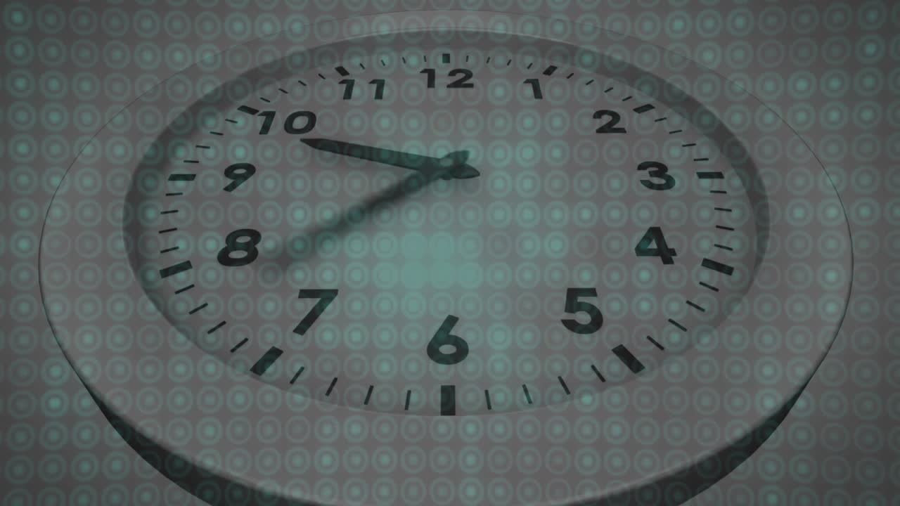 Starting near one marker, analog clock hand rotating clockwise across dial showing time progression