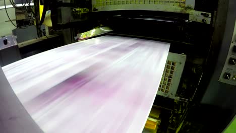 print plant factory, magazine line  press rollers into printing units, uhd stock video loop