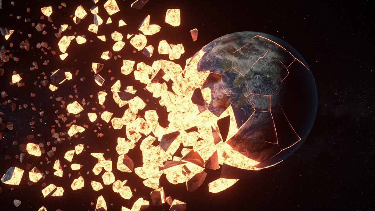 우주에서 지구가 폭발하는 것