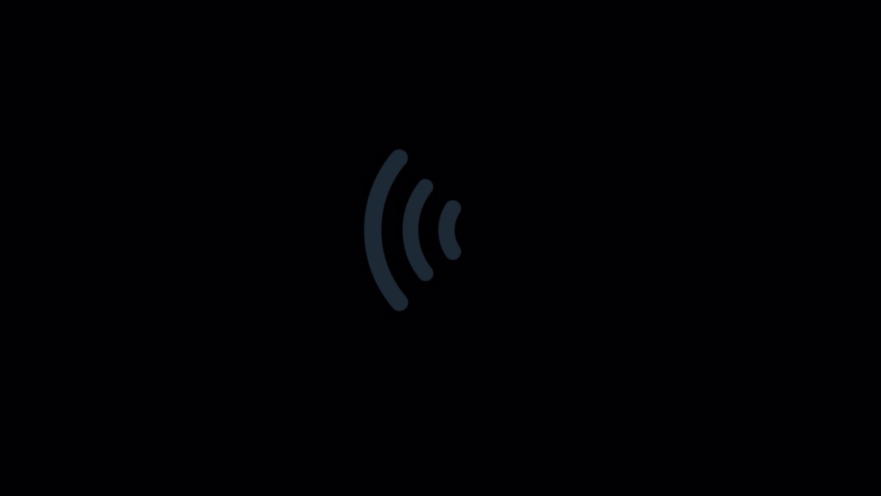Icona animata di segnale Wi-Fi contactless su sfondo nero