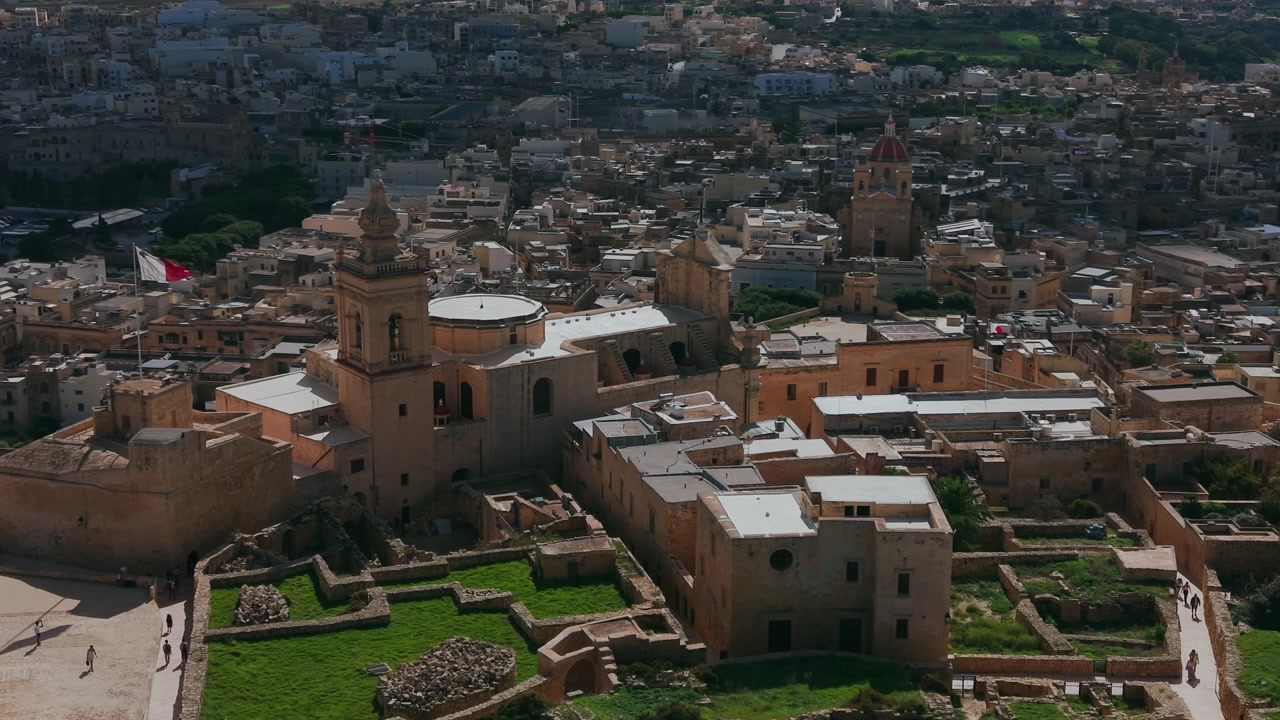Veduta dall'alto della Cittadella e Cattedrale di Victoria a Gozo, Malta
