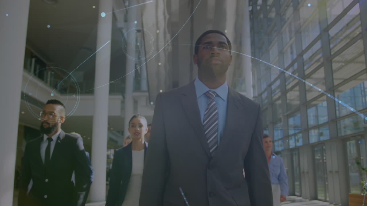 animación de la red de conexiones sobre personas de negocios en la oficina