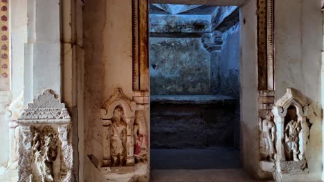 spiritual wall art and ancient design of gori temple, nagarparkar, pakistan