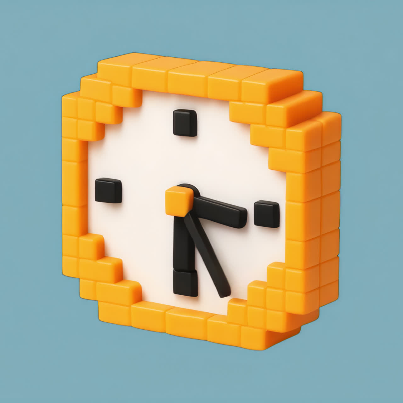 Pixelated clock design animation isolated asset, transparent 4K video, alpha channel, ProRes 4444