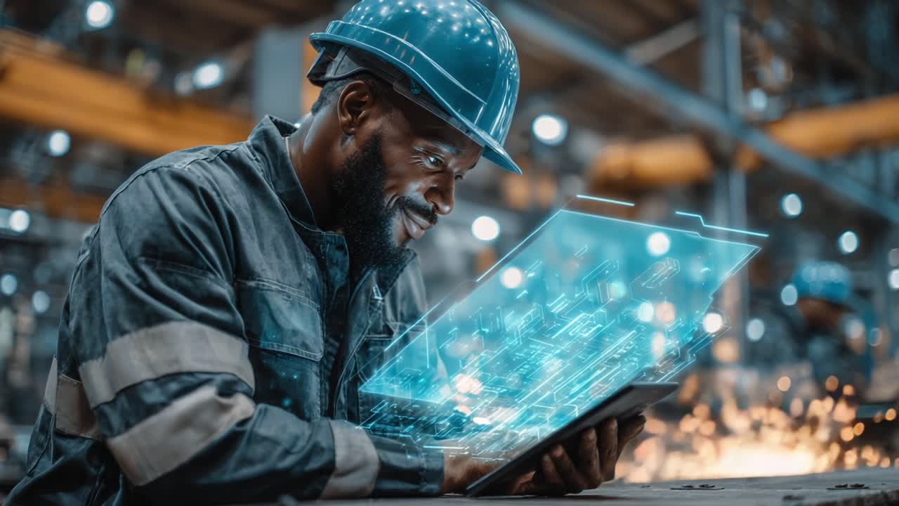 A Skilled Worker Engaged in Digital Technology, Analyzing Data on a Tablet in an Industrial Workspace, Merging Tradition with Modern Innovation in Manufacturing Environments