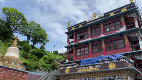 8-Stupas-Temple-inside-of-Kagyu-Thekchen-Ling-Monastery-at-Lava-Kalimpong-West-Bengal-India