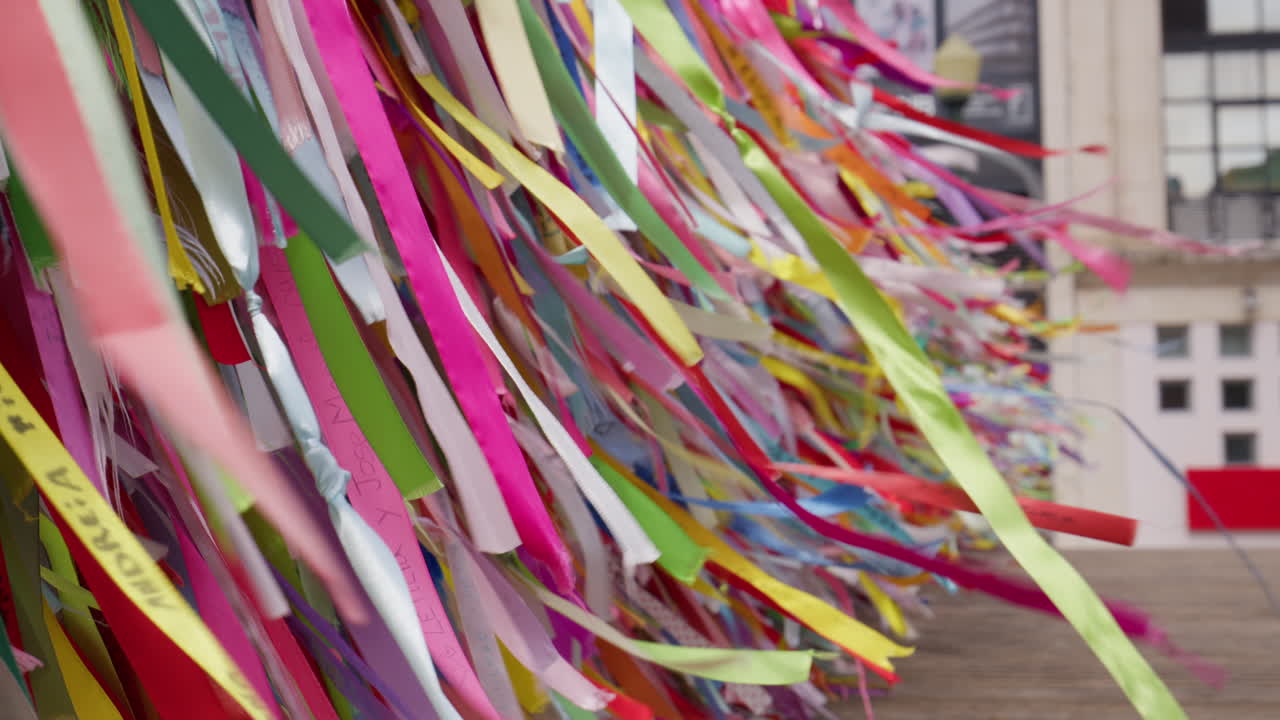 Colorful Ribbons At The Bridges In The Venice of Portugal In Aveiro City. Close-up Shot
