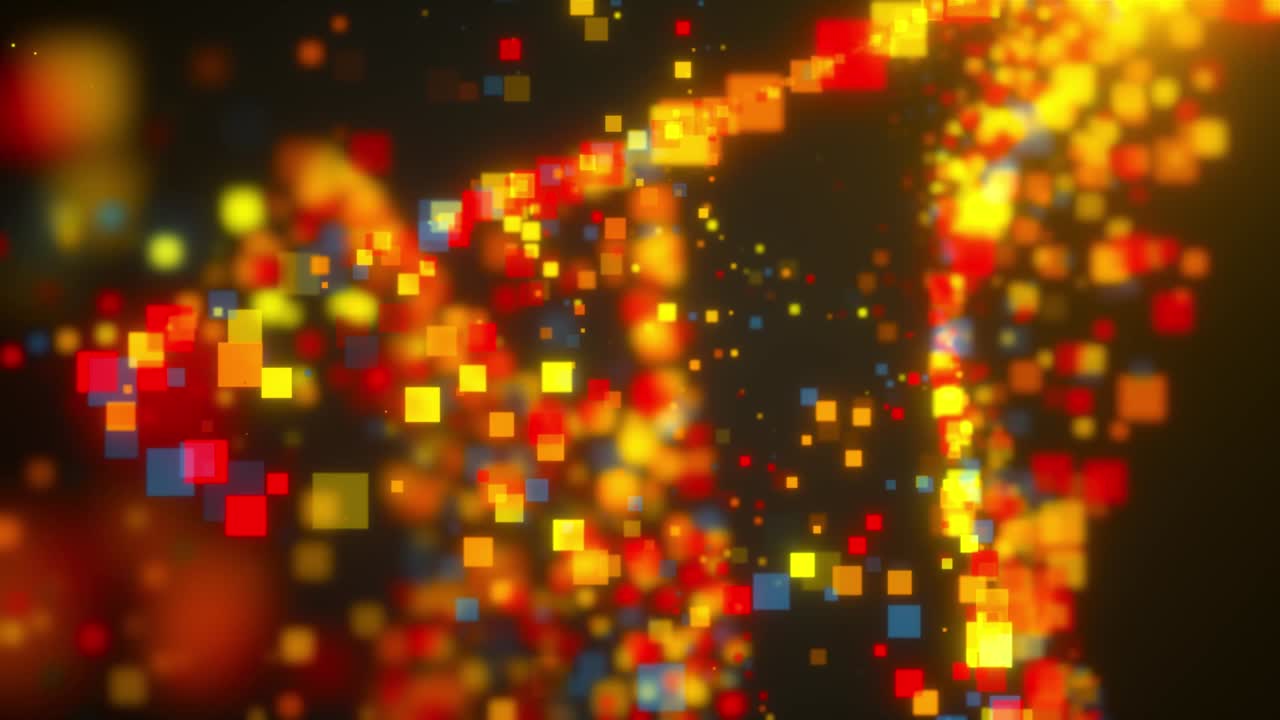 Turbulence movement of small square particles. Computer generated 3d rendering. Abstract backdrop